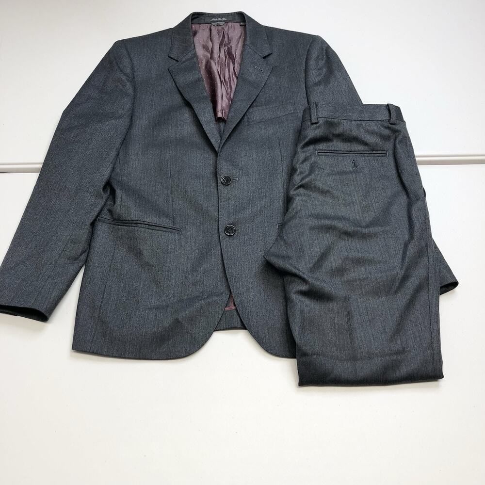 Indochino Men’s 2pc Grey Wool Silk Suit 40R Surgeon Cuffs Pants 30x29